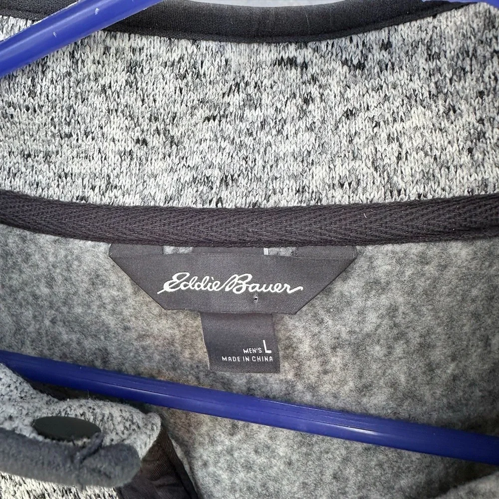 Eddie Bauer Men's Knit 1/4 Zip Pullover Sweater Gray Black Size L